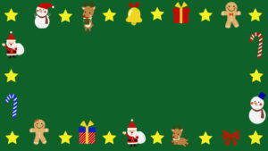 クリスマス枠素材・メッセージカードキャラクター緑枠　©Atelier Funipo